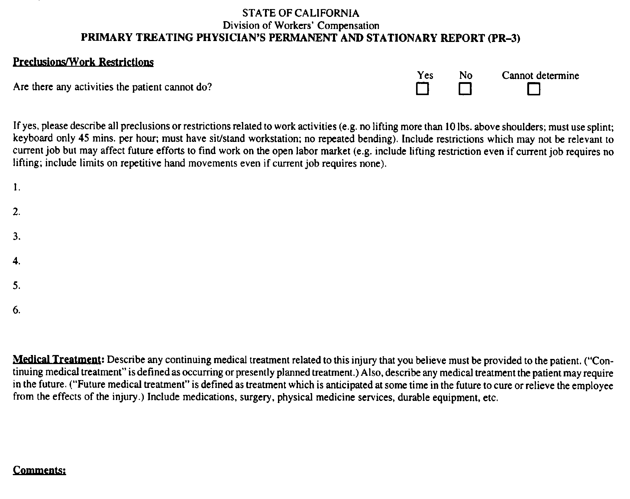 Image 4 within § 9785.3. Form PR-3 “Primary Treating Physician's Permanent and Stationary Report.”